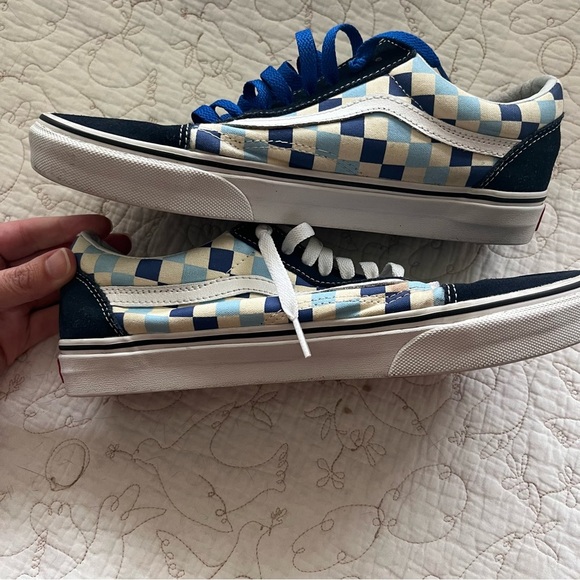 Vans Old Skool Blue Topaz Checkerboard Lace Up Men’s 9.5 Women’s 11 - Picture 2 of 12